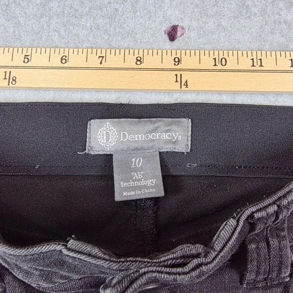 Democracy Ab Solution Skinny Jeans Black Distressed Raw Hem Womens 10 - Picture 5 of 9